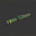Green And Yellow Striped Long Cylindrical Weapon Barrel With Black End Parts