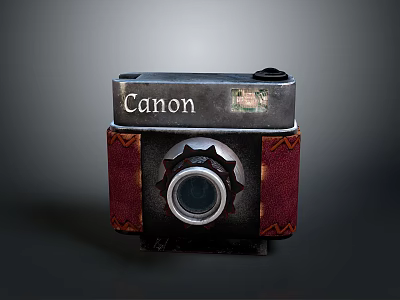Vintage Canon Camera With Red Leather Body And Classic Lens Design 3d model