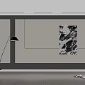 Modern Interior Design With Black White Abstract Painting Floor Lamp And Gray Carpet