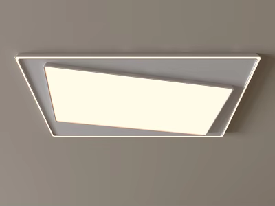 Modern Rectangular Flush Mount Ceiling Light With White Panel And Soft Illumination 3d model