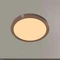 Round Flush Mount Ceiling Light With Copper Frame And White Illumination On Beige Ceiling 3d model