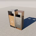 Public Recycling Waste Bin With Brown And Gray Sections And Recycling Symbols