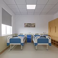 Hospital Outpatient Ward Interior With Beds Cabinets Windows And Art