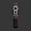 Futuristic Sci Fi Pistol Weapon With Mechanical Design Gray Orange Color And Tactical Grip