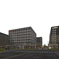Modern Office Buildings With Glass Facades In Urban Street Scene
