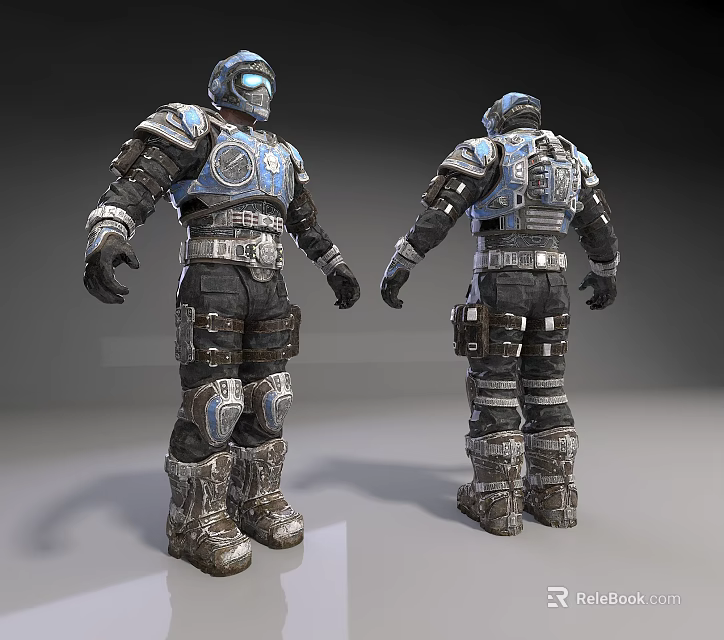 Game Movie Character Sci Fi Armor Design Front And Back View 3D Render 3d model 