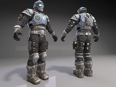 Game Movie Character Sci Fi Armor Design Front And Back View 3D Render 3d model