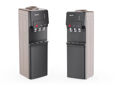 Two Modern Brown And Black Water Dispensers With Control Panel And Water Outlets For Home 3d model
