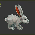Low Poly White Rabbit 3D Model With Red Ears And Simple Design Details 3d model