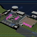 Industrial Factory Building With Modern Circular Roof Green Landscaping And Parking Lot