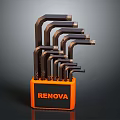RENVOA Hardware Tools Multi Functional Allen Wrench Set In Orange Storage Case 3d model