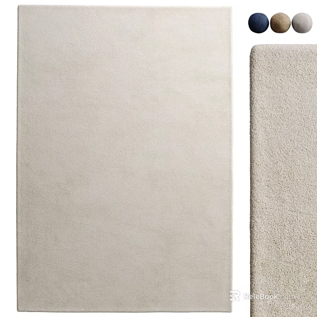 Light Beige Square Rug With Soft Plush Texture For Modern Living Room Decor 3d model 