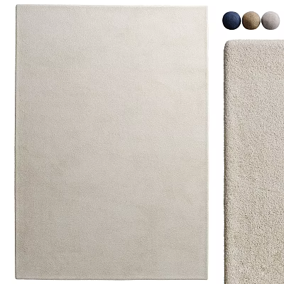 Light Beige Square Rug With Soft Plush Texture For Modern Living Room Decor 3d model