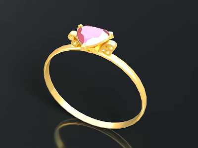 Elegant Gold Ring With Pink Gemstone And Delicate Gold Accents 3d model