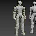 Modern Humanoid Robot Equipment With White Gray Body Front And Back View
