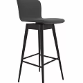 Modern Black Leather Bar Stool With Sleek Wooden Frame And Backrest