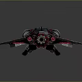 Sci Fi Spaceship Model With Elaborate Blue Red Accents And Mechanical Wings
