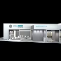 Modern Home Exhibition Showroom Interior With Display Booths Stands Tables And Chairs