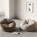 Comfortable Beige And Light Brown Bean Bag Chairs In Minimalist Modern Living Room