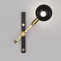 Modern Black and Gold Metal Wall Lamp with Adjustable Arm and Sleek Minimalist Design