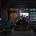 Modern Bar Interior Design With Wooden Counter Seating And Ambient Lighting