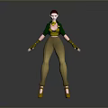 Game Movie Character with Red Hair Green Top Brown Pants Green Gloves and Yellow Shoes