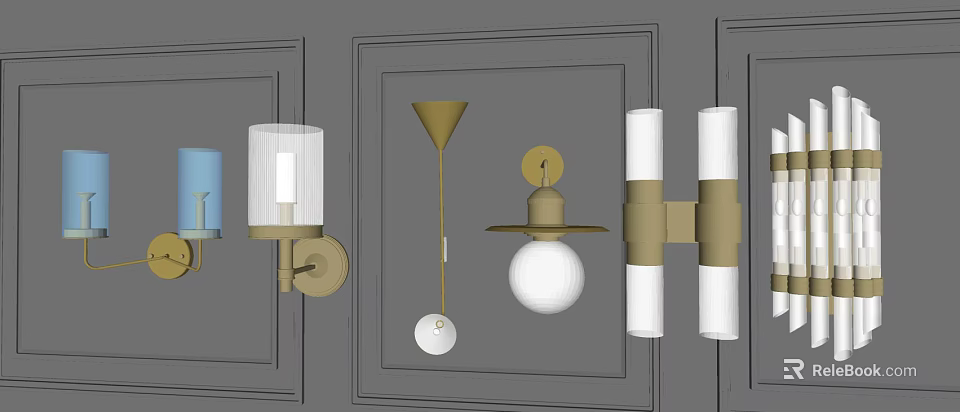 Stylish Wall Sconces With Various Modern Designs For Home Interior Lighting 3d model