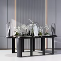 Elegant Modern Display Shelves With White Flowers Glass Cloches And Decorative Items