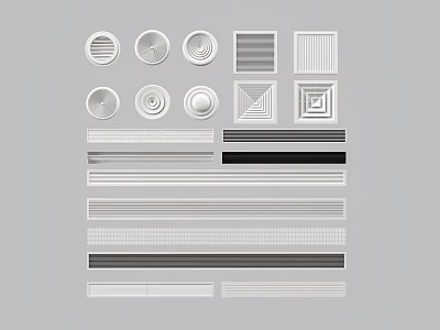 Modern Air Conditioner Vent Designs With Round Square And Striped Patterns 3d model