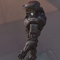 Futuristic Armored Character Standing With Alien Creature In Urban Environment