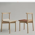 Modern Wooden Dining Chairs With White And Red Seats Simple Frame Design For Home