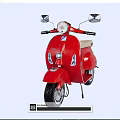 Red Classic Scooter With Round Headlight Beige Seat And Rearview Mirrors