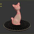 Decorative Furniture Accent With White Cat Figurine On Black Circular Base