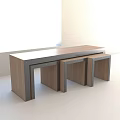 Modern Outdoor Chair Set With Wooden Seat And Metal Frame For Garden Patio