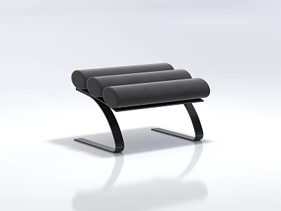 Modern Black Leisure Chair With Curved Metal Frame And Cylindrical Padded Seats 3d model