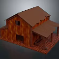 Wooden Barn Building With Sloped Roof Porch And Rural Window Design Elements