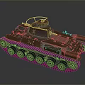 Brown Military Tank Number 222 With Tracks Top Hatch And Riveted Exterior Design