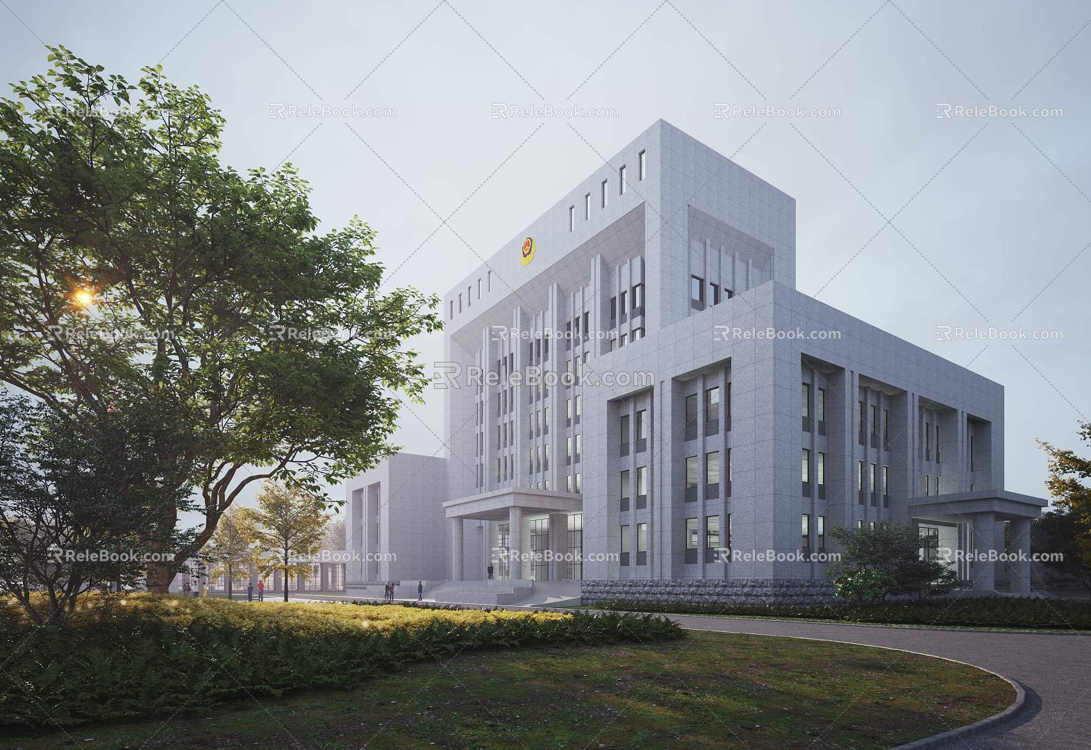 modern office building public security police office building 3d model