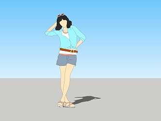 Fashion character background 2D character standing woman 3d model