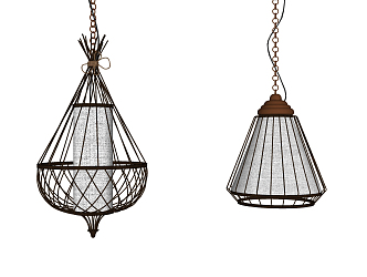 New Chinese Chandelier Bamboo Chandelier 3d model