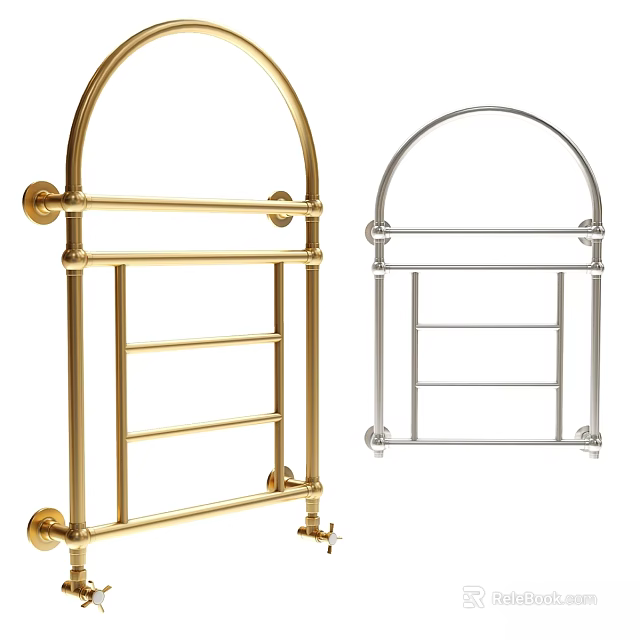 Modern Bathroom Accessories Towel Racks With Golden And Silver Metal Multi Tiered Design 3d model 