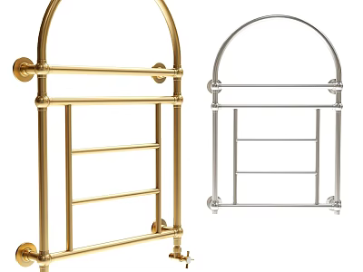 Modern Bathroom Accessories Towel Racks With Golden And Silver Metal Multi Tiered Design 3d model