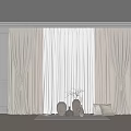 Elegant Double Layer Beige Curtain For Living Room Window With Tiebacks Vases And Sunlight