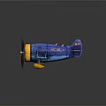Vintage Blue And Yellow Biplane Passenger Plane Model With Propeller And Classic Design