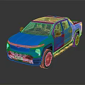 Blue Modern Pickup Truck With Transparent Roof Black Wheels And Sleek Design