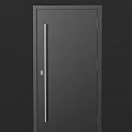 Modern Minimalist Dark Gray Metal Hinged Door with Sleek Long Handle for Interior Home