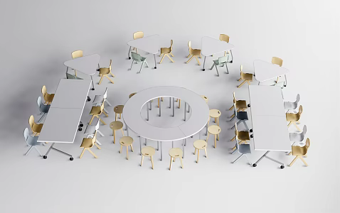 Modern Children's Desks and Chairs Children's Learning Desks and Chairs Children's Desks and Chairs Kindergarten Desks and Chairs 3d model