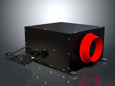 Modern Black Household Ventilation Device With Red Circular Component 3d model