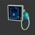 Medical Monitoring Device With Screen Displayed Data Waveform Graphs Green Probe And Connecting Cable