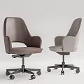 Brown and Light Gray Leather Office Chair with High Back Armrest Black Base Wheels
